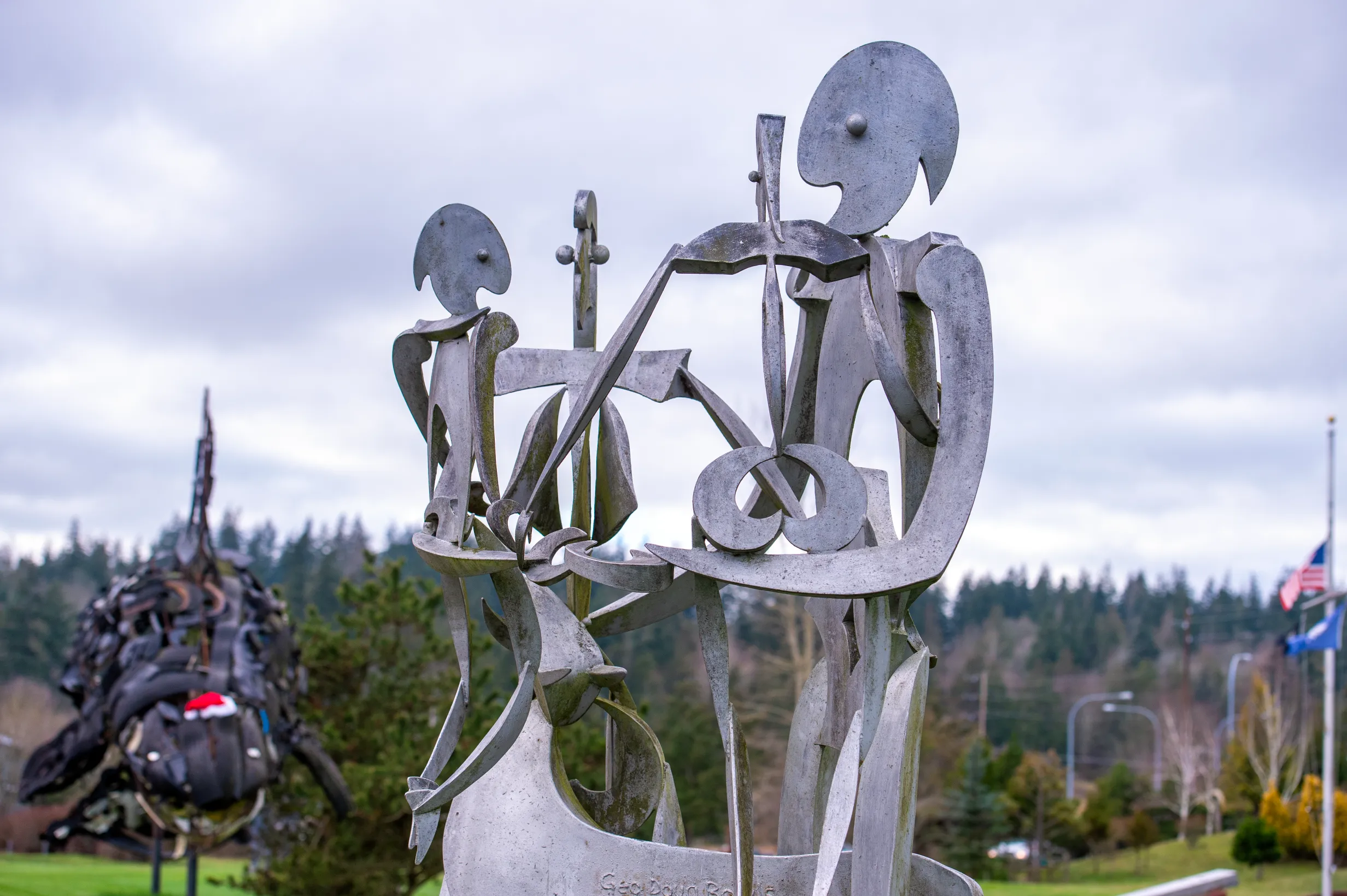 Family with Dog — sculpture by George Bowls
