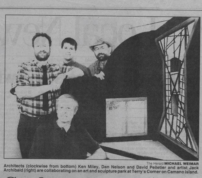 Architects and artist Jack Archibald collaborating on the Gateway building — The Herald